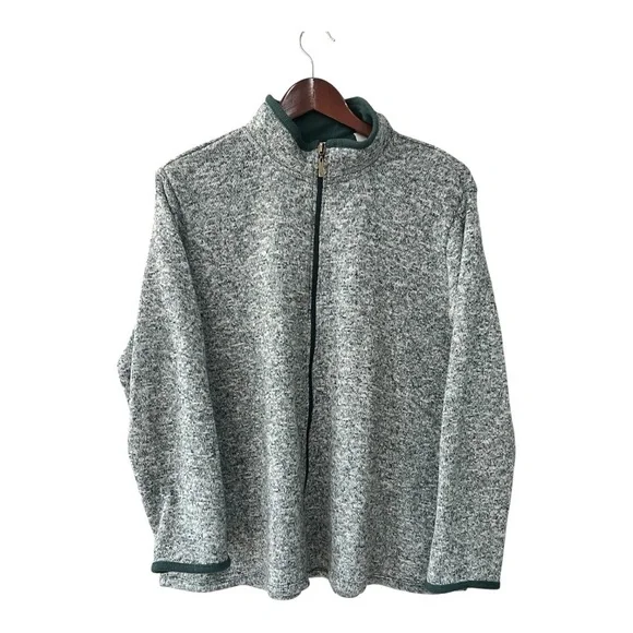 Stan Herman Heather Green Fleece Jacket/Sweater Zip Up Size XL Women NWOT - Picture 2 of 9